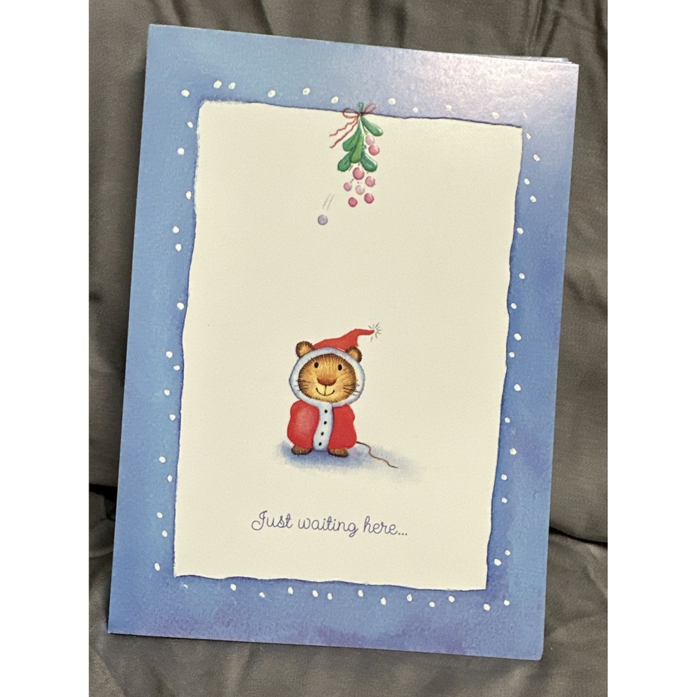 Vintage Christmas Cards Box Set (18) Cute Mouse Under Mistletoe